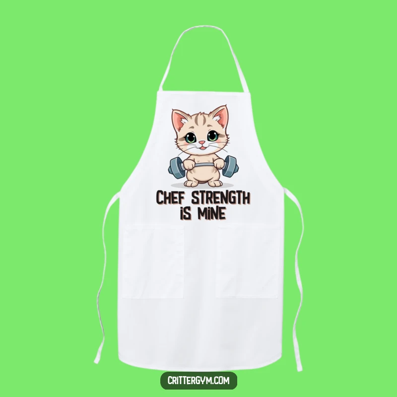 Funny Kitten Weightlifting Apron: Hilarious Kitchen Reps for Home Chefs