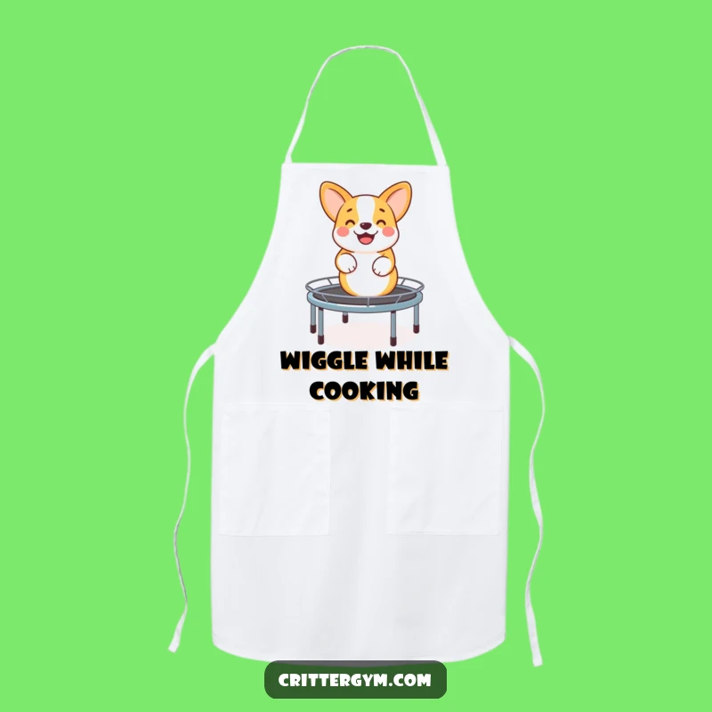 Funny Corgi Trampoline Apron: Cook with Bouncy Fun