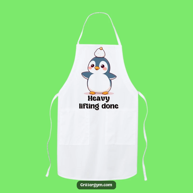 Funny Kawaii Penguin Head Weight Apron: Hilarious Kitchen Gift for the Balanced Chef