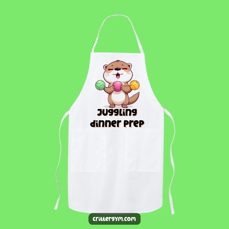Funny Otter Juggling Apron: Hilarious Kitchen Fun for Aspiring Chefs