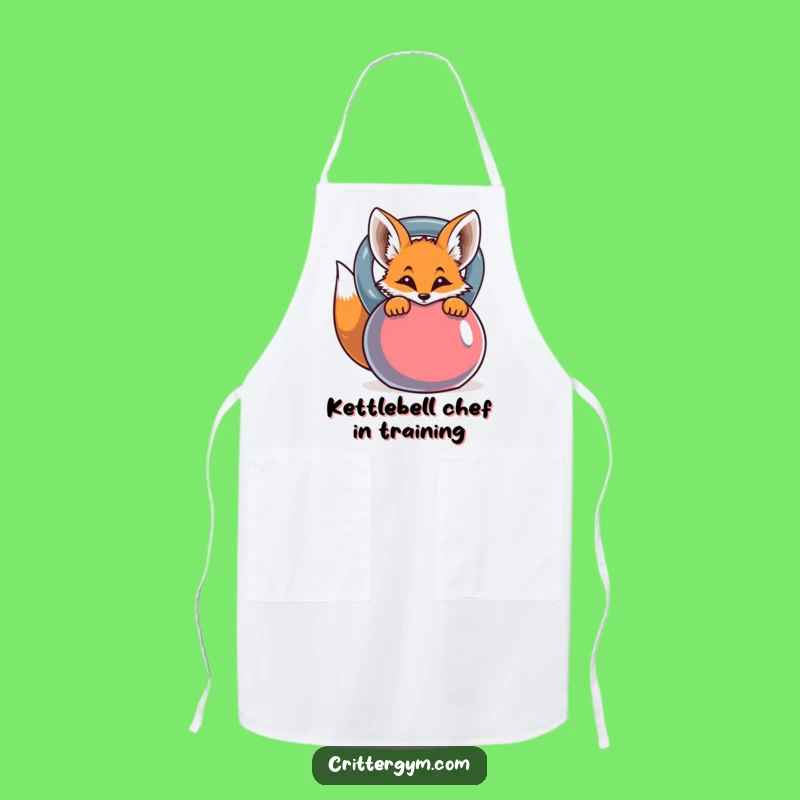 Funny Curious Fox Kettlebell Apron - Cook with Kettlebell Confidence & Humor!
