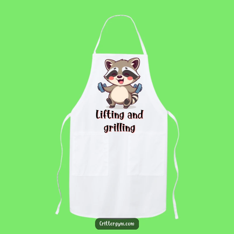 Funny Kawaii Raccoon Fitness Apron: Giggling Strong Racoon Chef, Hilarious Gift