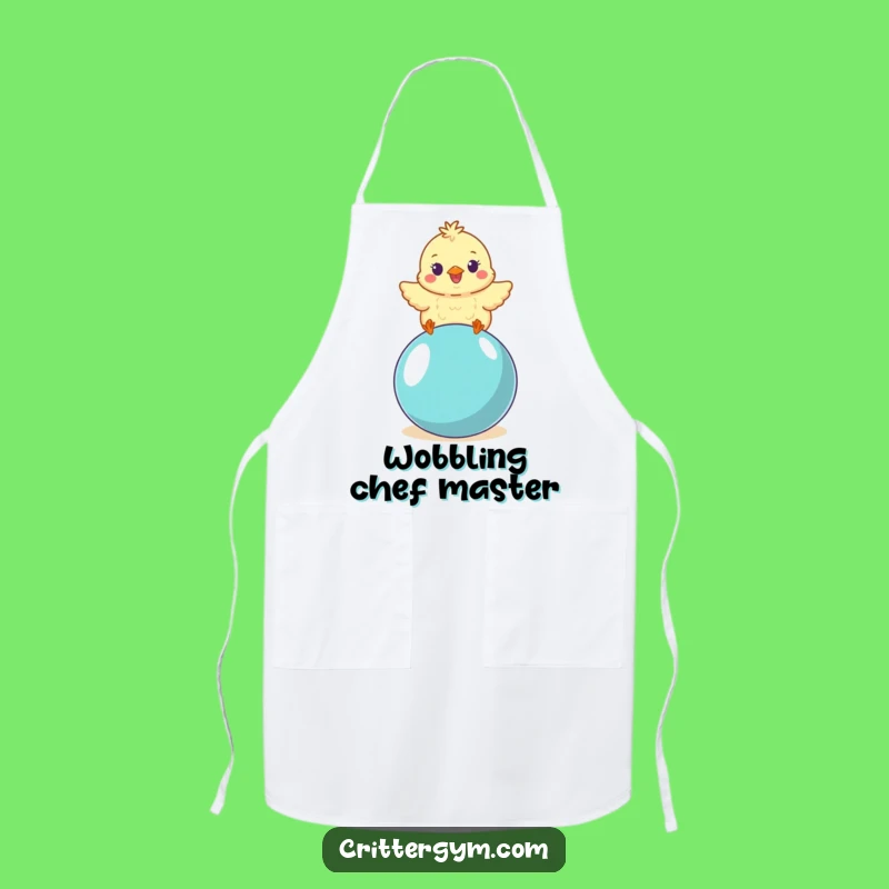 Funny Chick Apron: Yoga Ball Kitchen Balance, a Hilarious Funny Chef's Gift!