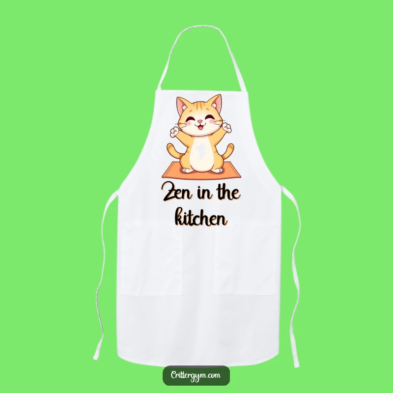 Funny Cat Yoga Apron: Chef's Hilarious Feline Stretch Kitchenwear Gift