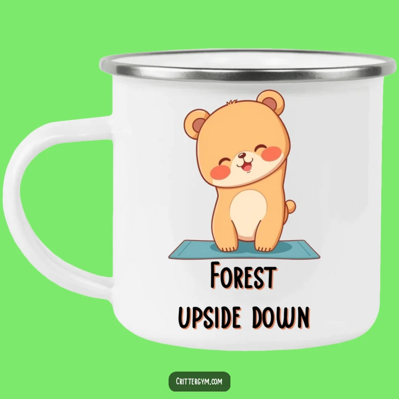 Funny Bear Cub Yoga Handstand Camping Mug: Adventure with a Giggling Yogi