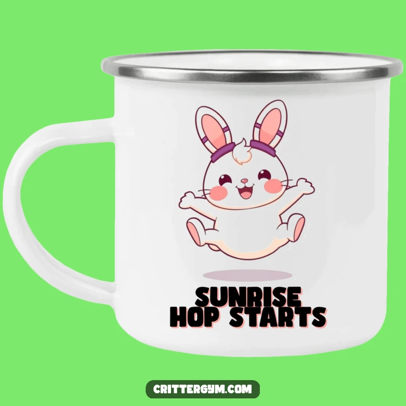 Funny Bunny Camping Mug: Durable Cartwheel Bunny Mug, a Hilarious Funny Outdoor Gift!