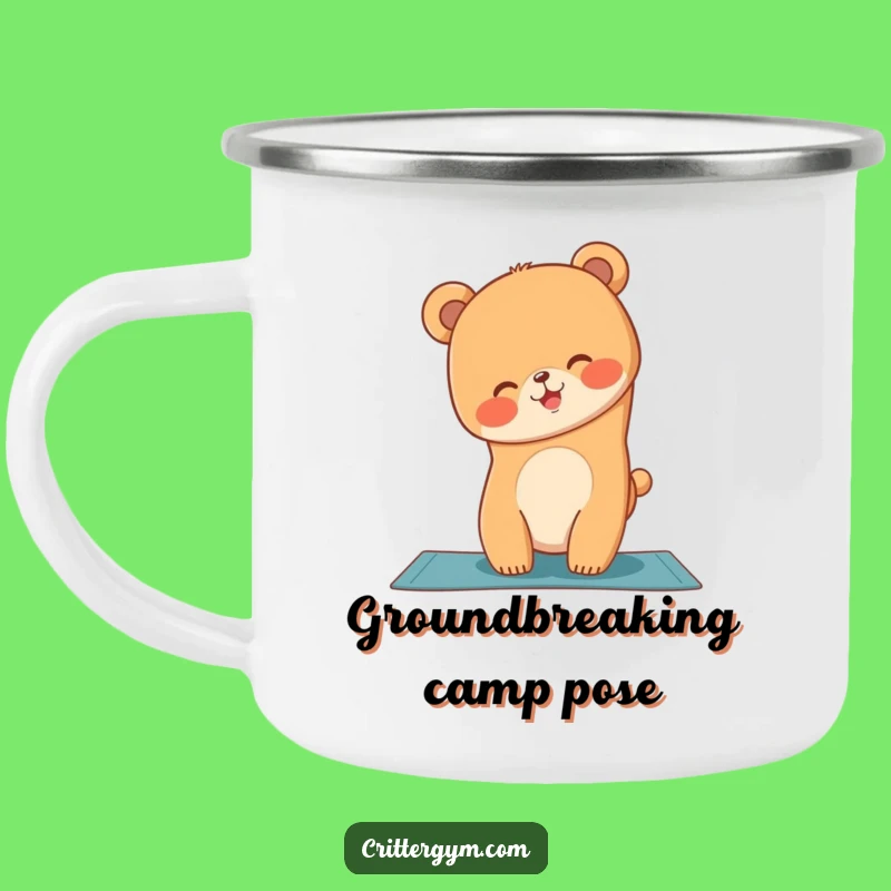 Funny Bear Cub Yoga Camping Mug: Hilarious Handstand Brew Holder for Outdoors