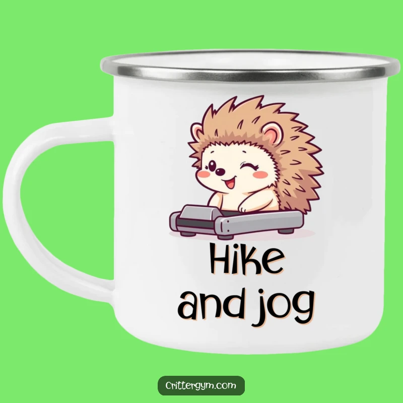 Funny Hedgehog Treadmill Camping Mug: Outdoor Fitness Fun Gift