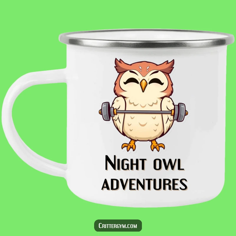 Funny Owl Barbell Camping Mug - Adventure Fuel for the Wise & Strong!