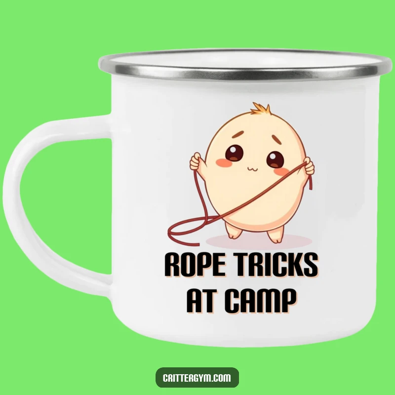 Funny Outdoor Mug: Bewildered Creature Jump Rope, Adventure-Ready Camp Gift