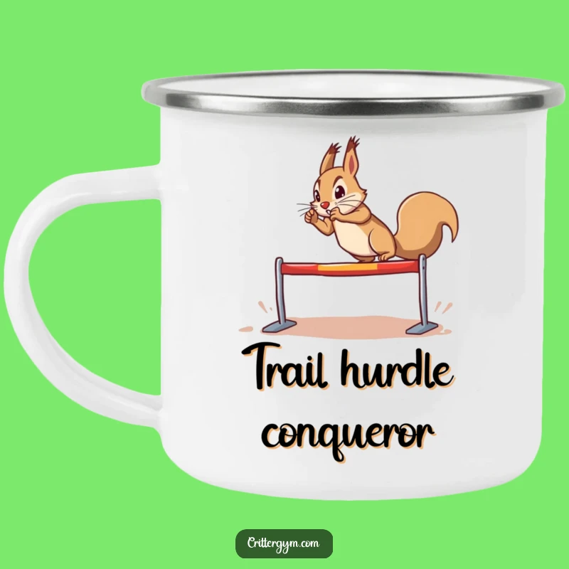 Funny Determined Squirrel Hurdle Leap Camping Mug: Adventure Ready, Perfect Funny Gift