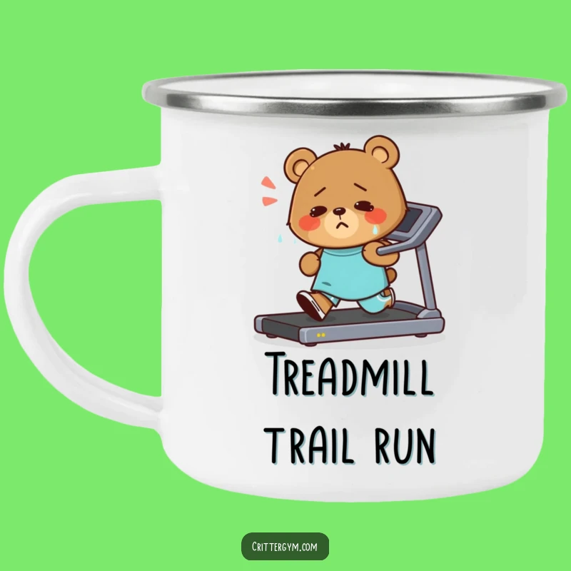 Funny Bear Treadmill Camping Mug: Durable & Hilarious for Outdoor Workouts