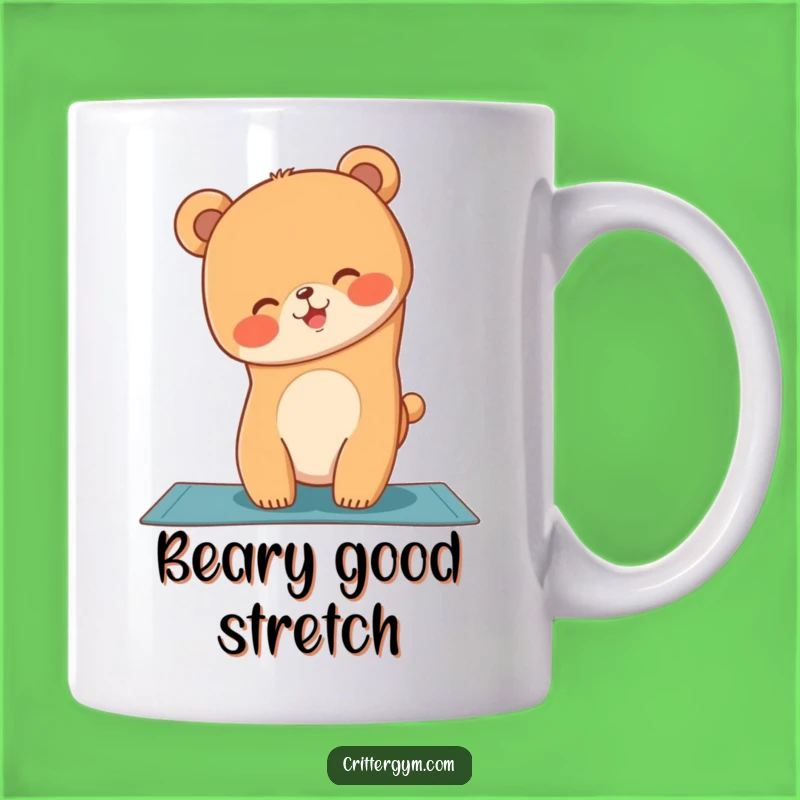 Funny Bear Cub Yoga Handstand Mug: Giggling Yogi Gift for Fitness Fun