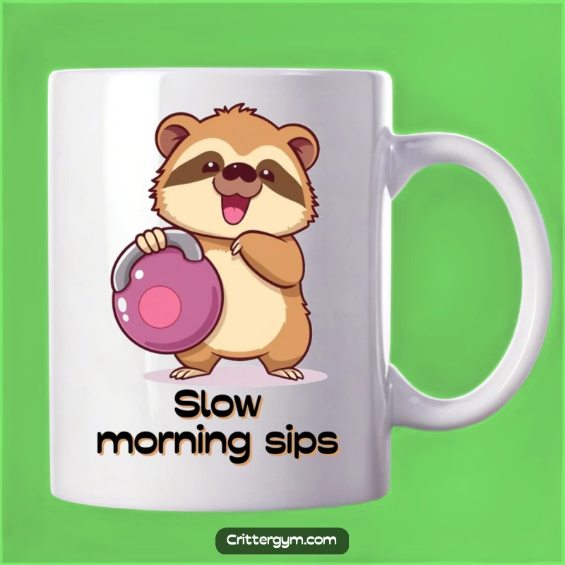 Funny Kawaii Sloth Kettlebell Mug, Hilarious Struggle Gift for Slow & Steady