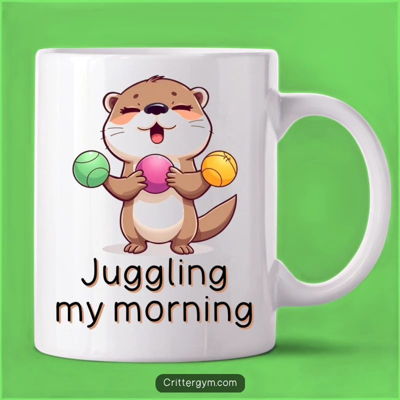 Funny Winking Otter Juggling Mug: Hilarious Gift for Fitness and Fun Lovers