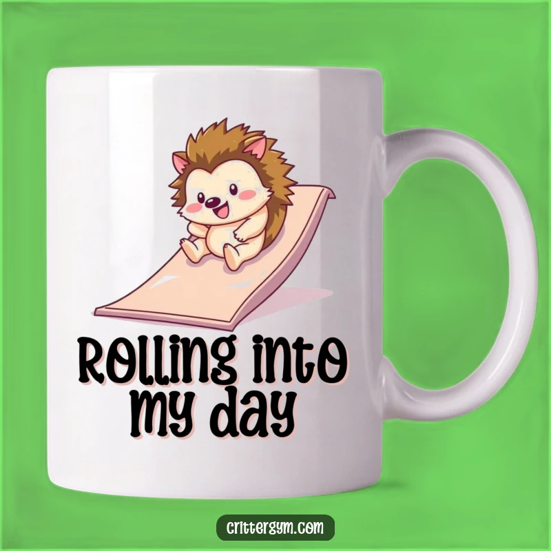 Funny Happy Hedgehog Slide Mug: Hilarious Gym Fun Gift for Joyful People