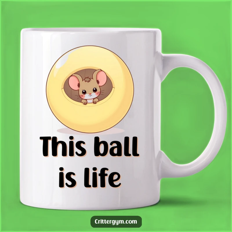 Funny Curious Mouse Exercise Ball Mug: Hilarious Peek-a-Boo Gift for Fitness Fans