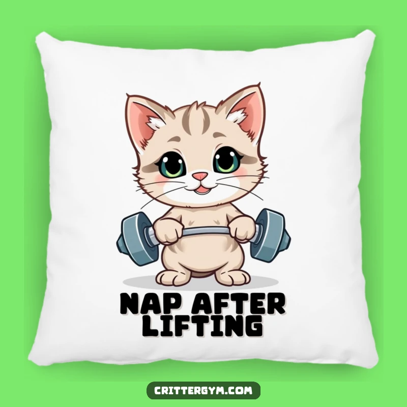 Funny Kitten Relaxation Pillow: Cuddle Up with This Proud Gym Star