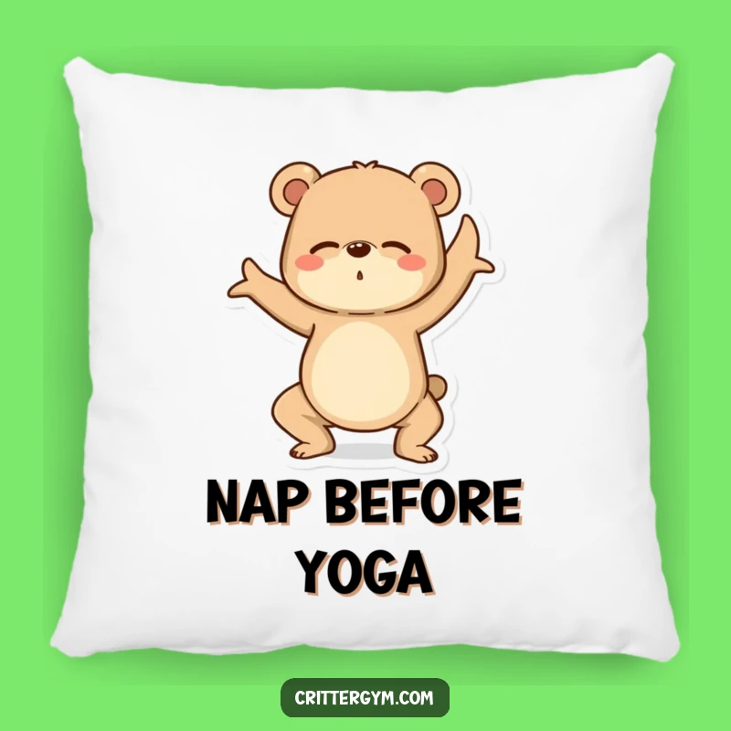 Funny Yoga Bear Pillow: Hilarious Comfort for Yoga Enthusiasts & Bear Lovers