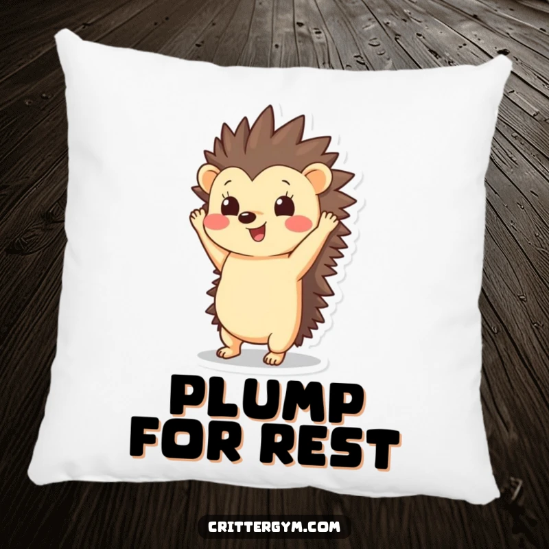 Funny Hedgehog Pillow: A cute hedgehog performs a handstand with its quills pointing upward, offering comfort and humor.