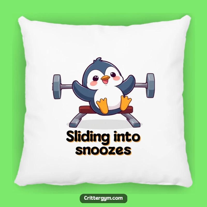 Funny Penguin Pillow: Penguin Sliding Weight Bench, Comfy & Hilarious Accent