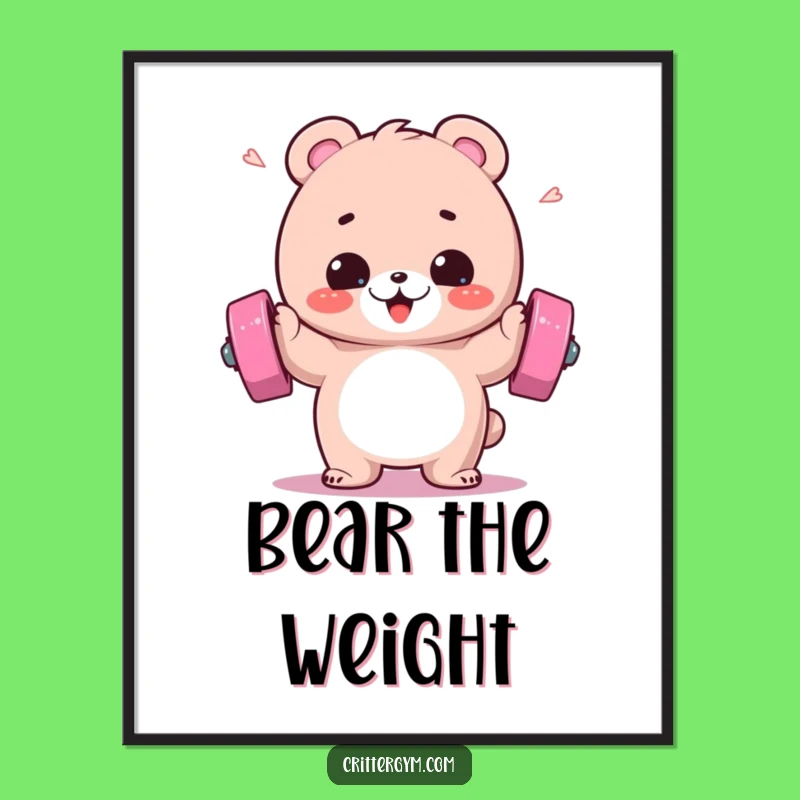 Funny Bear Workout Digital Art: Gym Motivation, Perfect Instant Decor