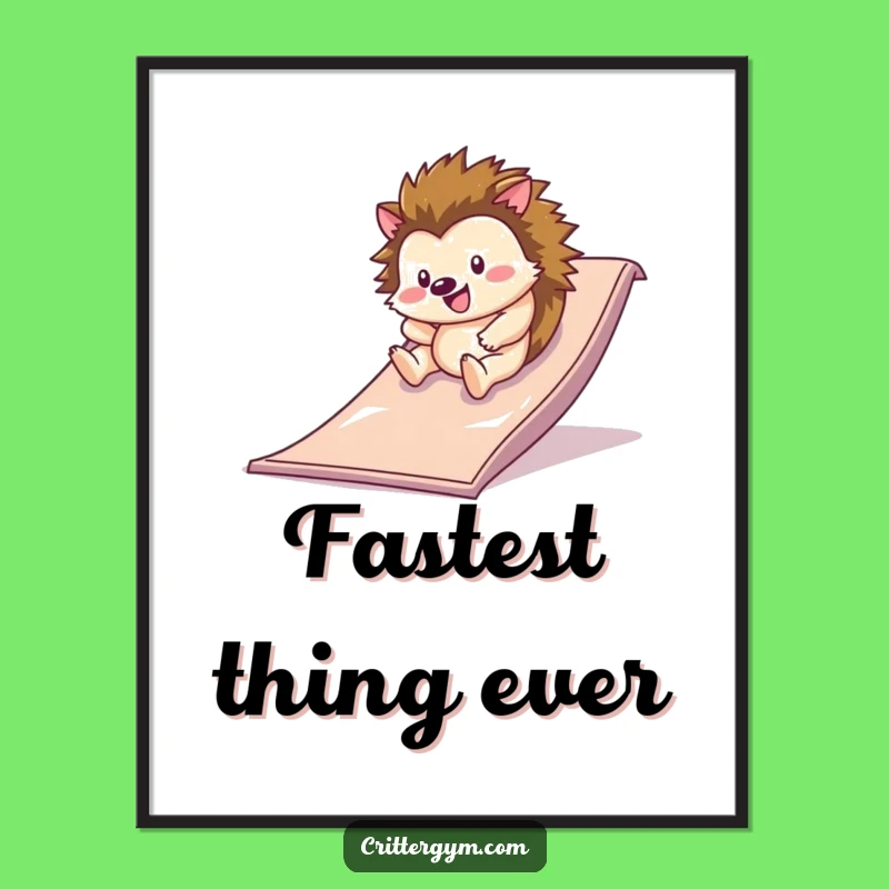 Funny Hedgehog Slide Digital Art: Hilarious Printable for Instant Joy