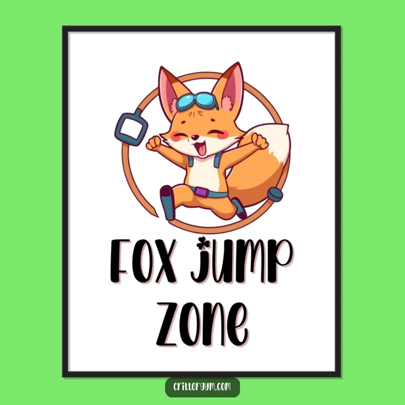 Funny Fox Fitness Leap Digital Print: Instant Motivation with Hilarious Fox Art