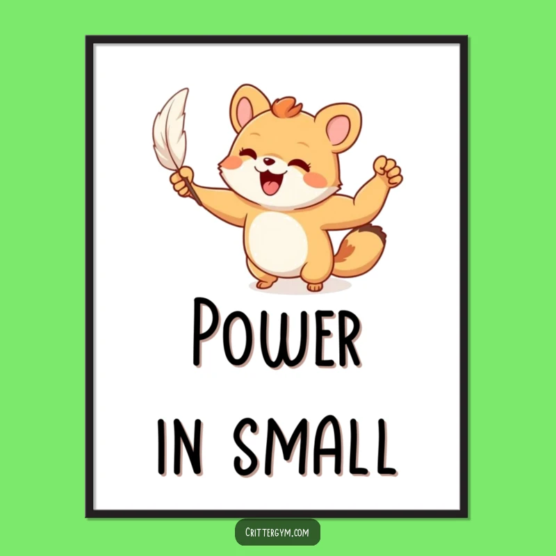 Funny Art Print: Tiny Animal Flex, Hilarious Wall Decor Gift