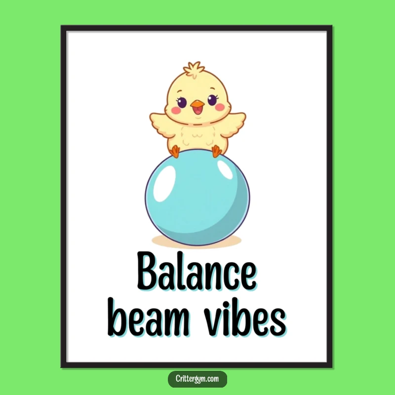 Funny Chick Digital Art: Wobbly Yoga Ball Print, an Instant Funny Gift for Walls!