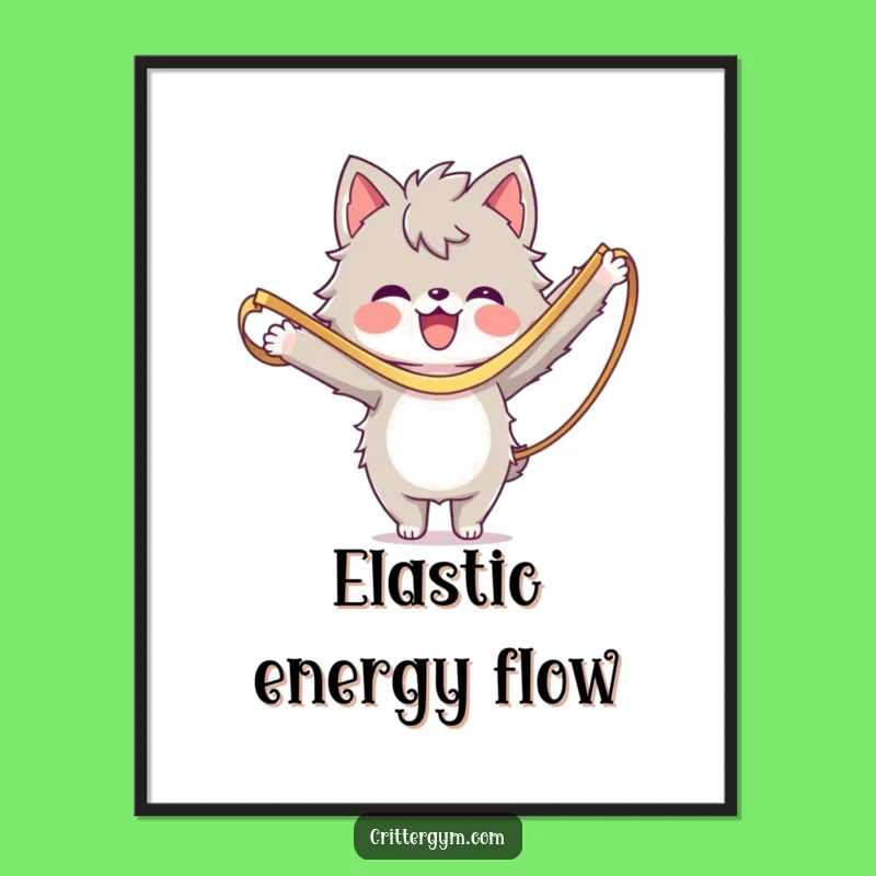 Funny Digital Art: Furry Character Resistance Band Stretch Print, Instant Humorous Decor Gift
