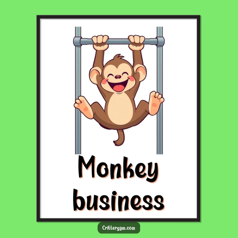 Funny Monkey Pull-Up Digital Art: Hilarious Upside-Down Scene for Instant Download