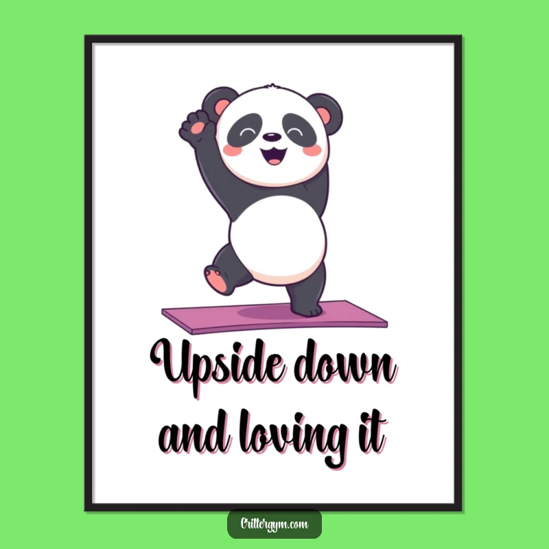 Funny Panda Yoga Handstand Digital Art: Instant Hilarious Decor