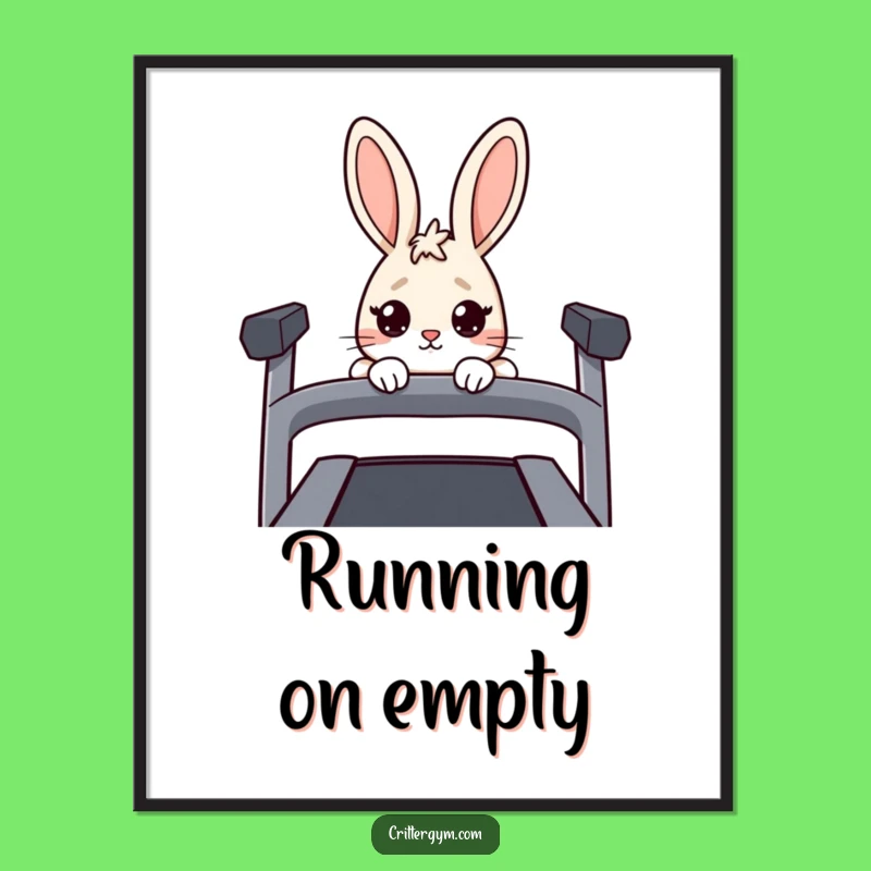 Funny Nervous Rabbit Digital Art: Hilarious Printable Decor for Fitness Averse Spaces