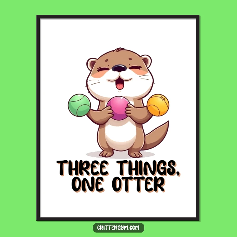 Funny Otter Juggling Digital Art: Hilarious Printable for Instant Playfulness