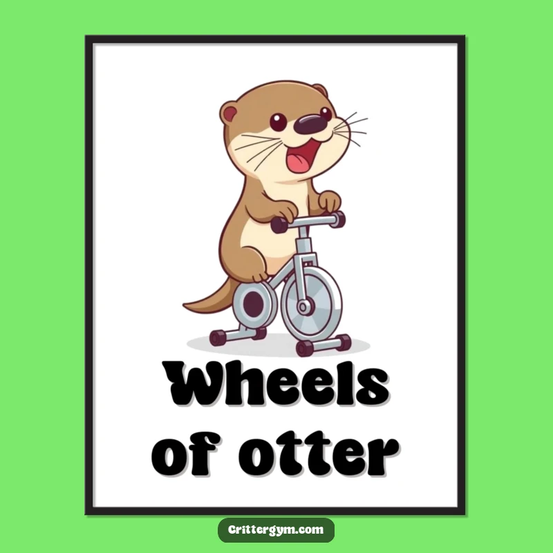 Funny Otter Bike Art Print: Hilarious Decor for an Energetic Space