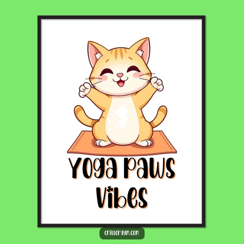 Funny Cat Yoga Digital Print: Instant Hilarious Feline Stretch Art Download