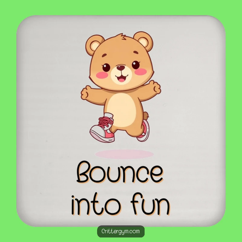 Funny Bear Cub Hop Coaster - Humorous Protection for Surfaces with Playful Charm