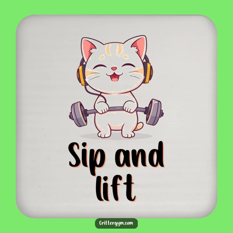 Funny Cat Headphones Lifting Drink Coaster: Protect Surfaces with Fun