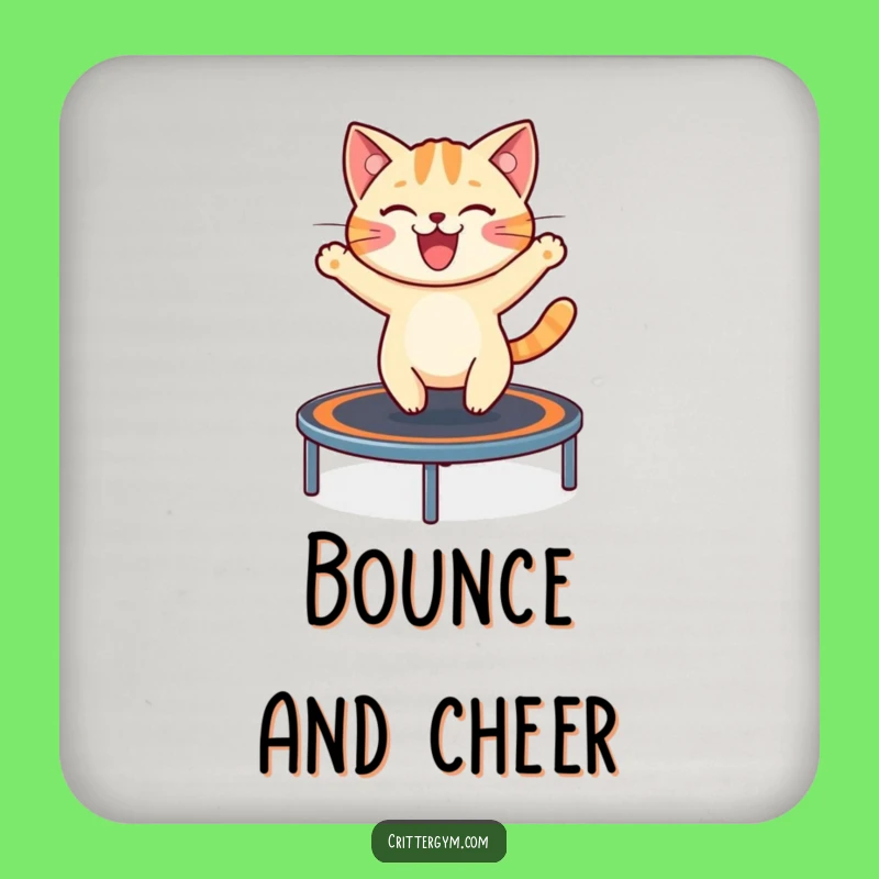 Funny Cat Trampoline Coaster Set: Bouncing Protection, Perfect Gift for Tables