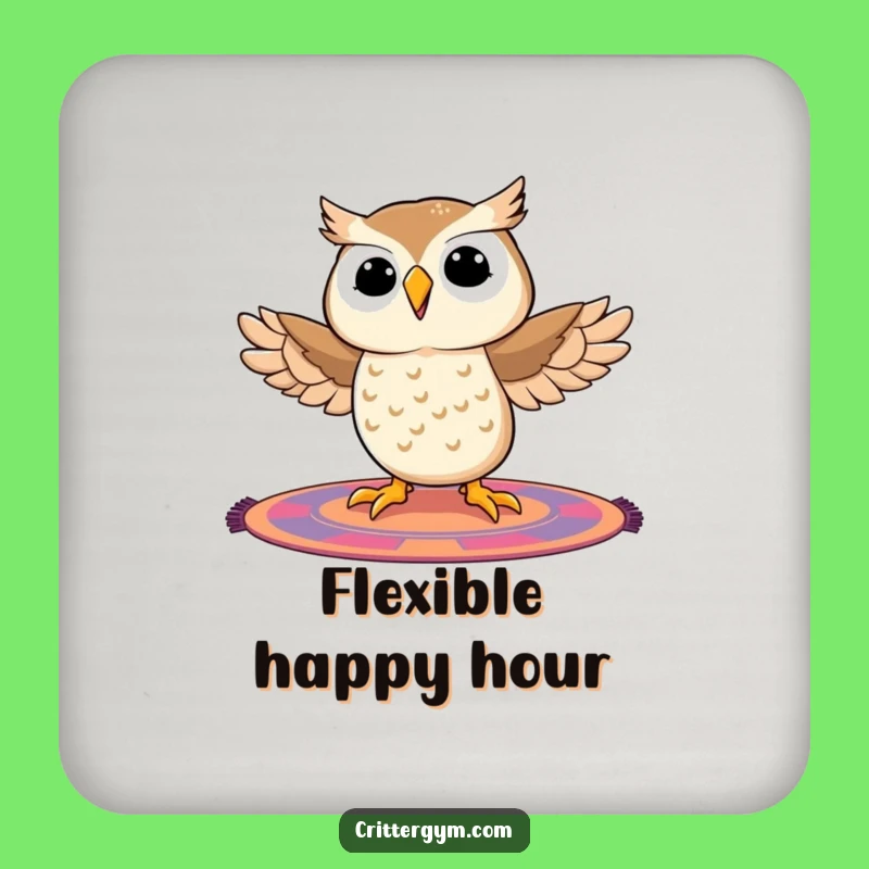 Funny Owl Splits Coaster Set: Protect Your Furniture with Hilarious Yoga Art, Perfect Gift