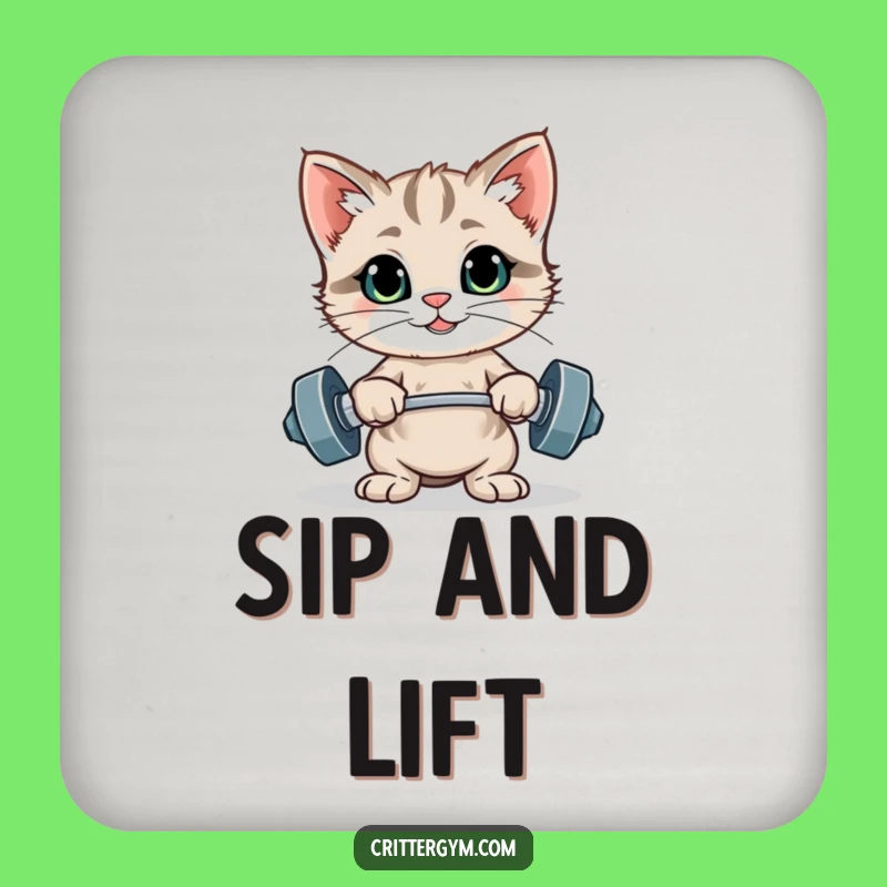 Funny Kitten Weightlifting Coasters: Hilarious Protection for Your Surfaces