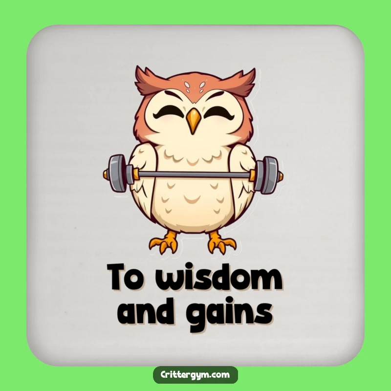 Funny Owl Barbell Coaster - Protects Surfaces with Wise Humor!