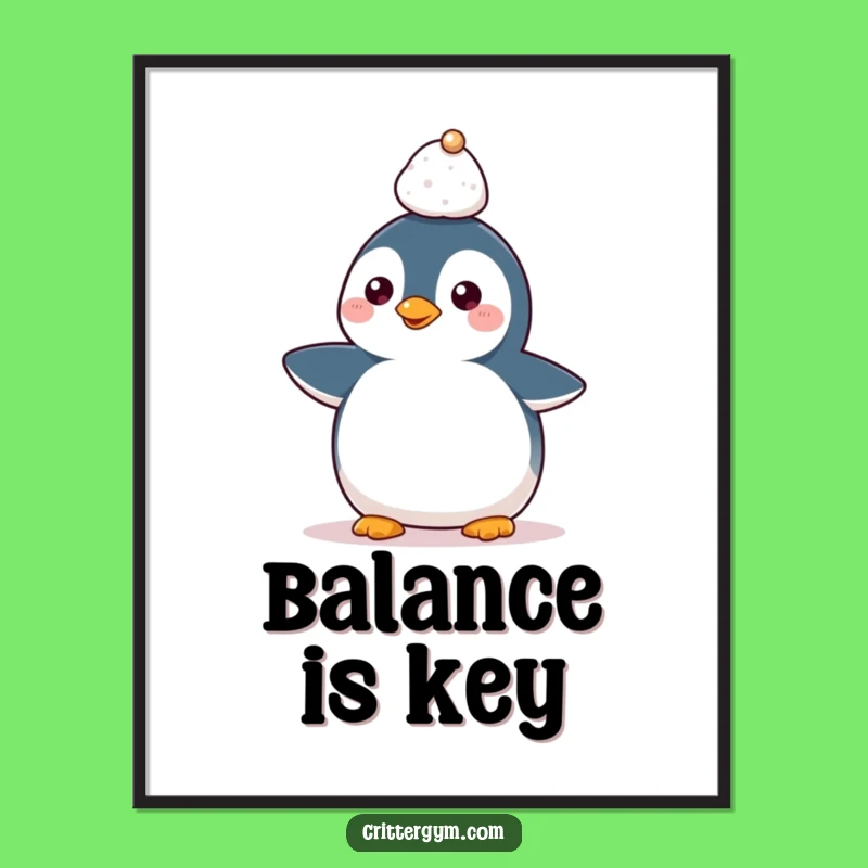 Funny Kawaii Penguin Head Weight Poster: Hilarious Art for Whimsical Spaces