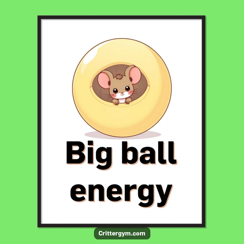 Funny Mouse Exercise Ball Poster: Hilarious Peek-a-Boo Art for Playful Spaces