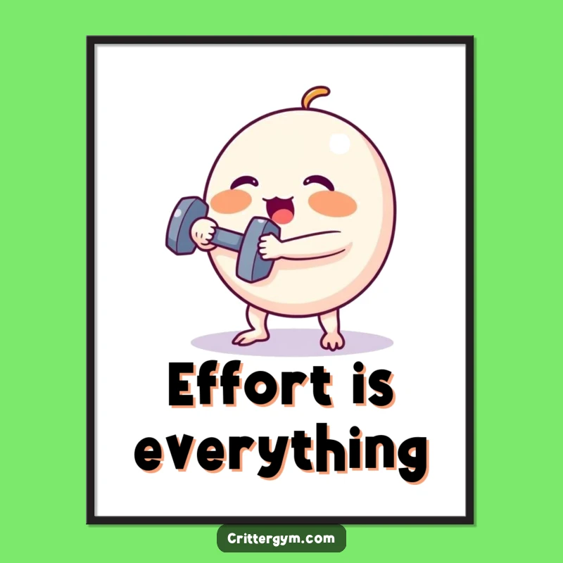 Funny Motivational Poster: Spherical Creature Dumbbell Lift, Hilarious Gym Art Gift