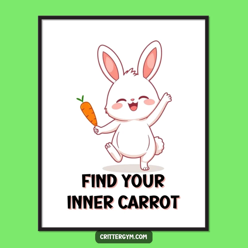 Funny Bunny Yoga Poster: Hilarious Wall Art with Carrot, Perfect for Yoga Lovers