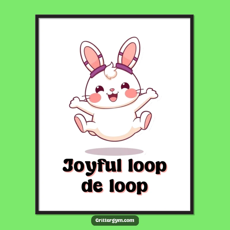 Funny Bunny Poster: Energetic Cartwheel Art, a Hilarious Funny Decor Gift!