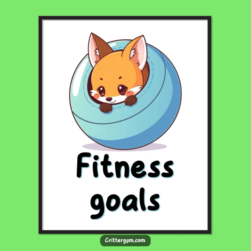 Funny Fox Exercise Ball Poster: Whimsical Wall Art for Your Space