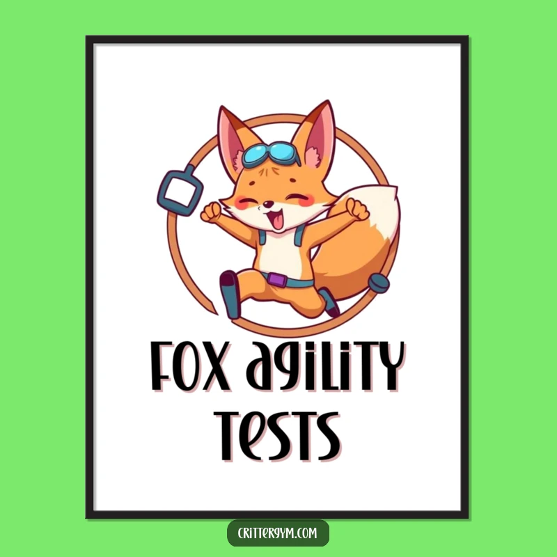 Funny Fox Fitness Leap Poster: Dynamic Wall Art for Your Gym or Home